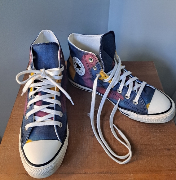 Converse Allstar Chuck Taylor Blue & Wine Tie Dye Hightop Sneakers Unisex - Picture 2 of 7